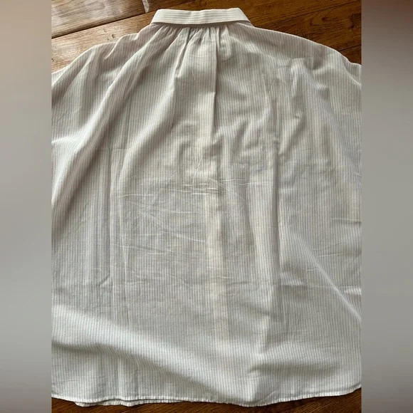 Weekend Max Mara Shirt Button Down Striped White and Light Pink Size 10 - Picture 15 of 15